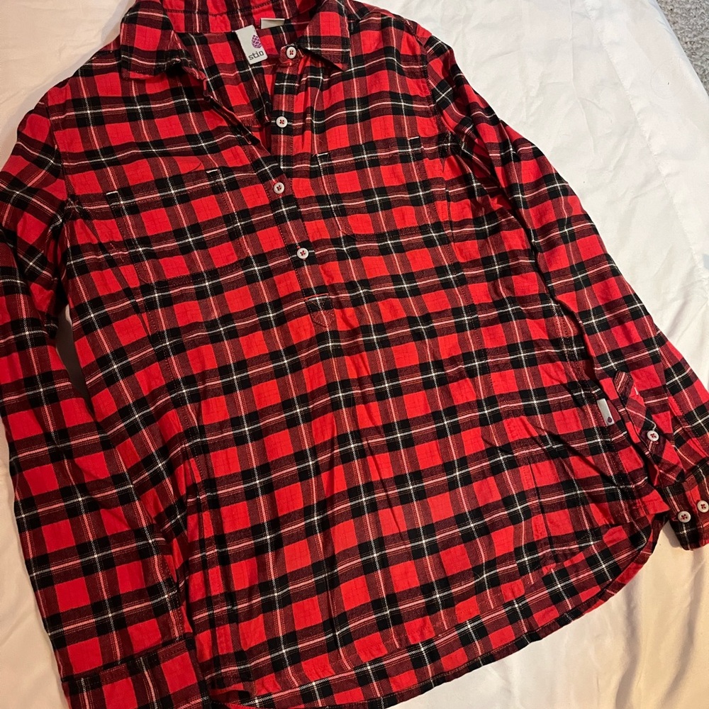 Stio Red and Black Plaid Shirt